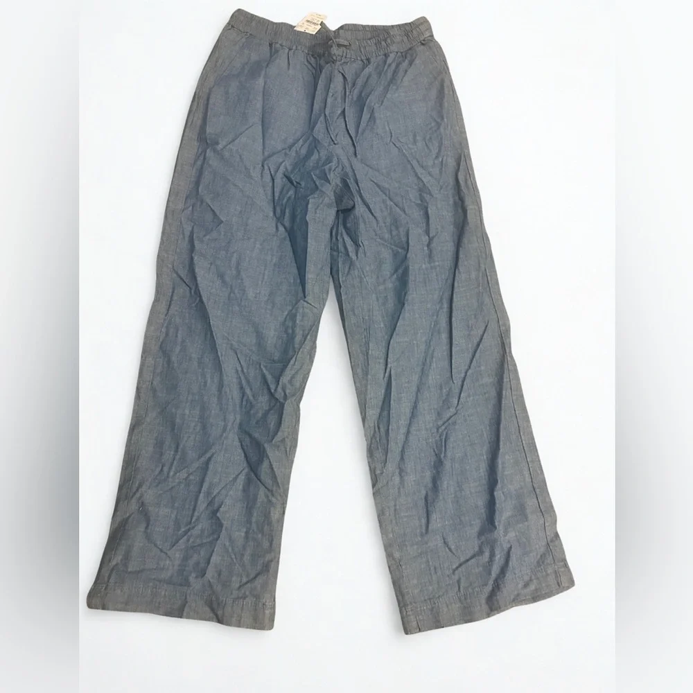 J. Crew Light Blue Elastic Waist Pants $89 MSRP Drawstring Casual Size 8P